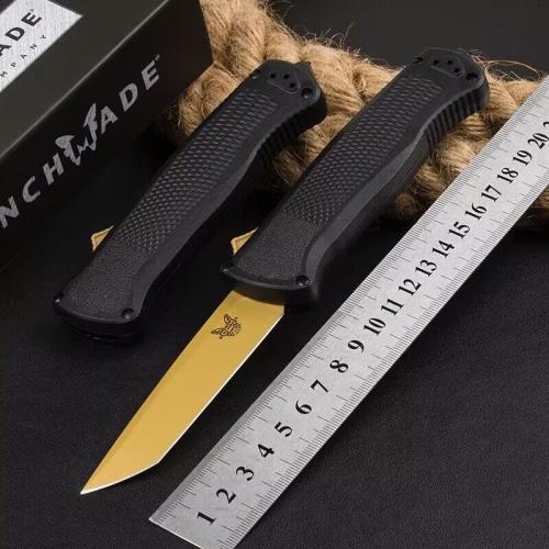 Introducing the new Benchmade 5370FE OTF Tactical Knife with a sleek black handle.