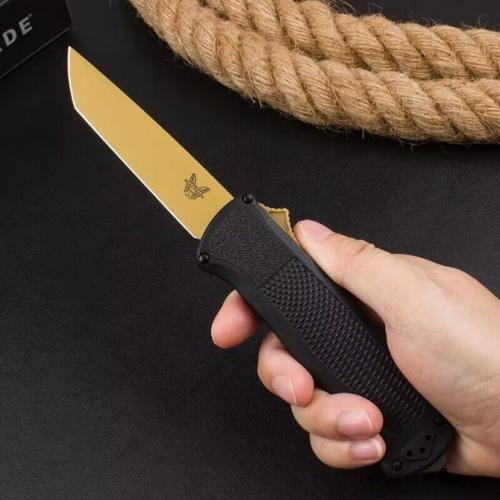 Introducing the new Benchmade 5370FE OTF Tactical Knife with a sleek black handle.