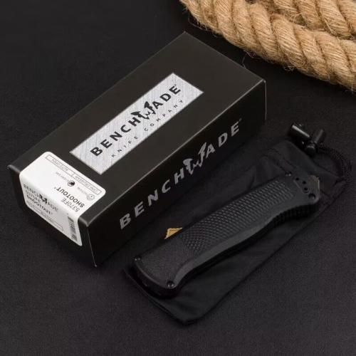Introducing the new Benchmade 5370FE OTF Tactical Knife with a sleek black handle.