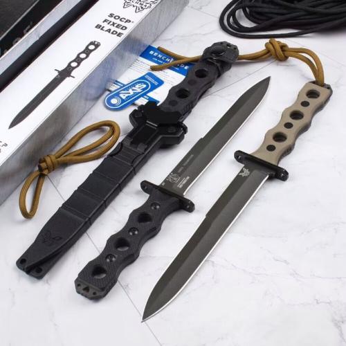 Introducing the new Benchmade 185BK SOCP Tactical Fixed Blade, featuring a durable G10 handle.