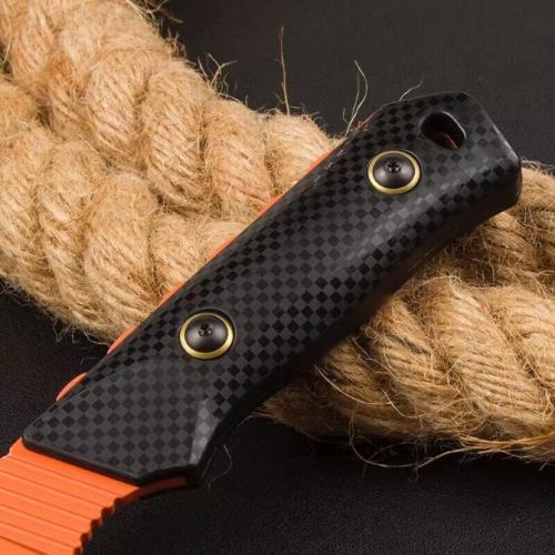 Benchmade 156000OR Hunting Knife with Black Patterned Handle and Orange Blade