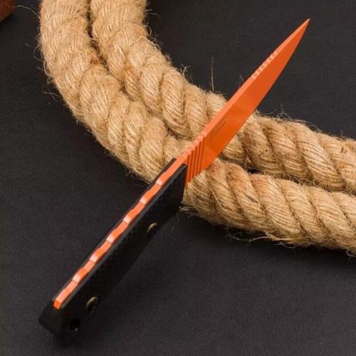 Benchmade 156000OR Hunting Knife with Black Patterned Handle and Orange Blade