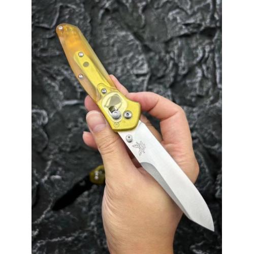 Custom Transparent Handle Butterfly BM940 Axis Lock Folding Knife