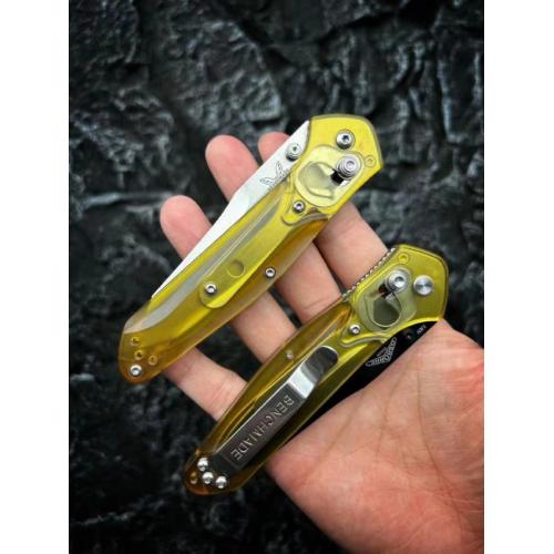 Custom Transparent Handle Butterfly BM940 Axis Lock Folding Knife