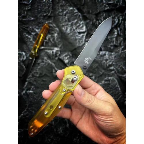 Custom Transparent Handle Butterfly BM940 Axis Lock Folding Knife