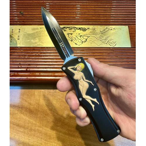 Spring-Assisted Knife with Nude Woman Design
