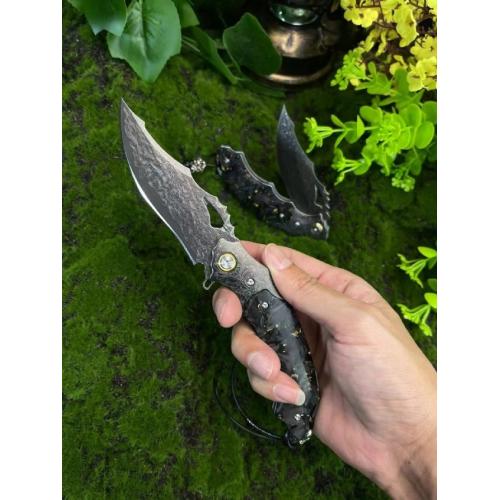 Hawkeye Damascus Folding Knife
