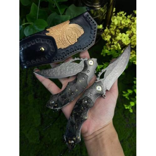Hawkeye Damascus Folding Knife