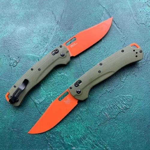 Butterfly 15535 Folding Knife - G10 Green Handle with Orange Blade