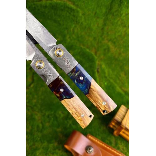Xiu Shui Damascus Folding Knife