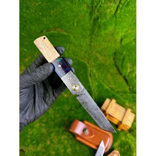 Xiu Shui Damascus Folding Knife