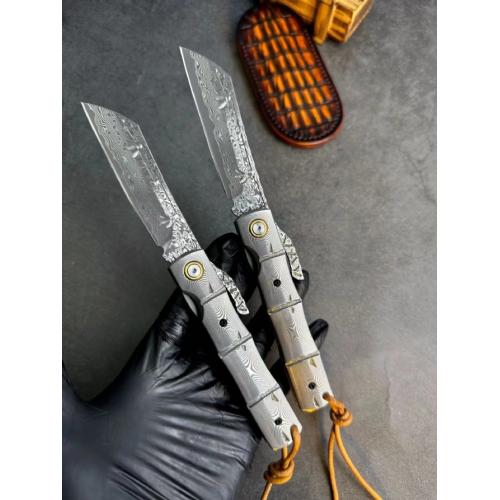 Bamboo Vine Damascus Folding Knife