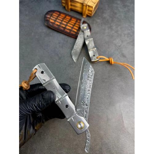 Bamboo Vine Damascus Folding Knife