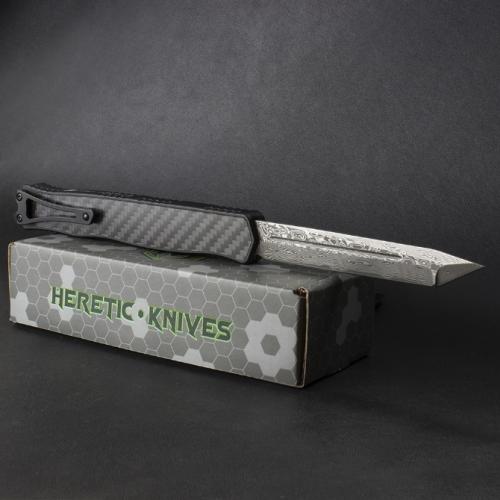 Heretic Cleric II OTF Knife with Carbon Fiber and Damascus Blade