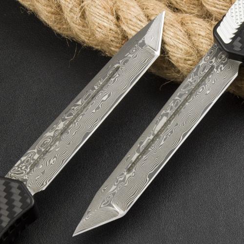 Heretic Cleric II OTF Knife with Carbon Fiber and Damascus Blade