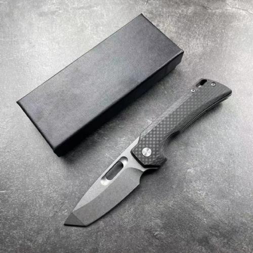 Introducing the JJ102-B Folding Knife, featuring a sleek carbon fiber handle.