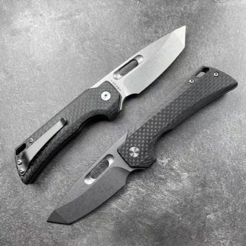 Introducing the JJ102-B Folding Knife, featuring a sleek carbon fiber handle.
