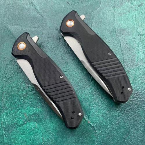 JJ047 Black Lightning Folding Knife with G10 Handle