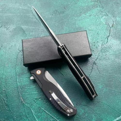 JJ047 Black Lightning Folding Knife with G10 Handle