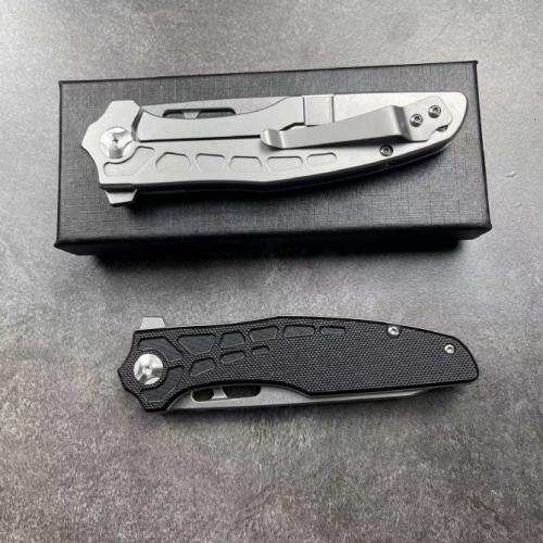 HY010 Black Snake Folding Knife with G10 Handle and Steel Blade