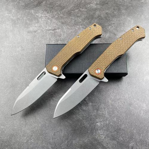 JJ183 Black Peak Linen Handle Folding Knife