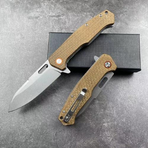 JJ183 Black Peak Linen Handle Folding Knife