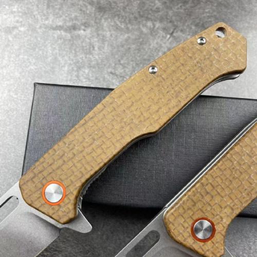 JJ183 Black Peak Linen Handle Folding Knife