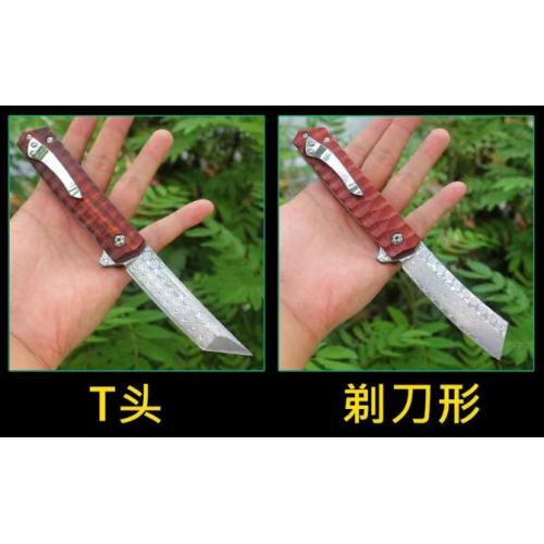 Rosewood Damascus Folding Knife