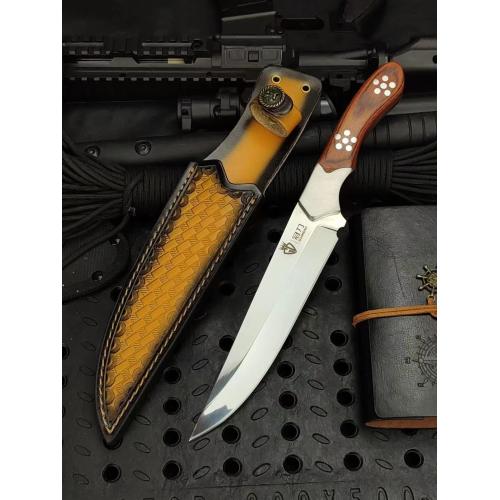Luminous Shadow: Premium Survival Knife with Leather Sheath
