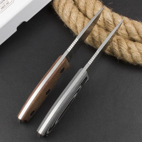 OEM ESEE-3 Rowen Tactical Fixed Blade Knife with Black/White G10 Handle & Brown Linen
