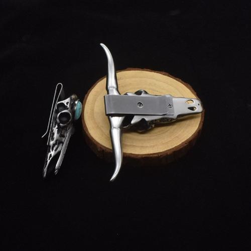 Mini Bull Dagger with Turquoise Damascus Steel