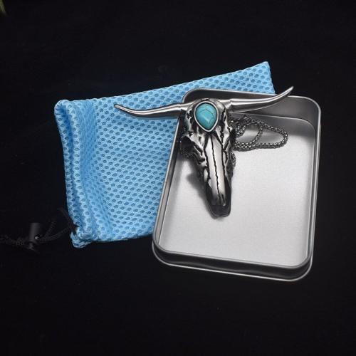 Mini Bull Dagger with Turquoise Damascus Steel