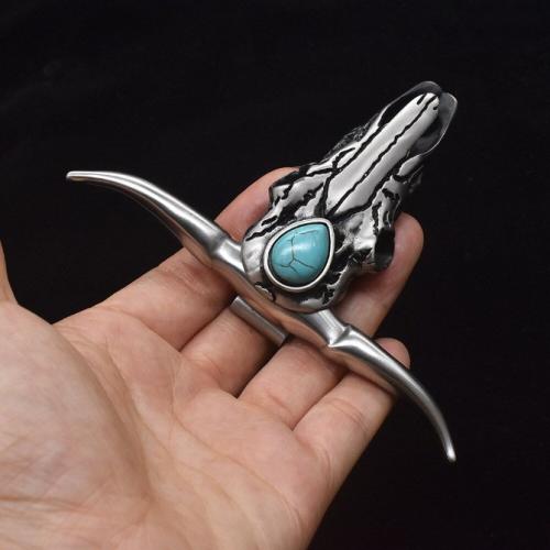 Mini Bull Dagger with Turquoise Damascus Steel