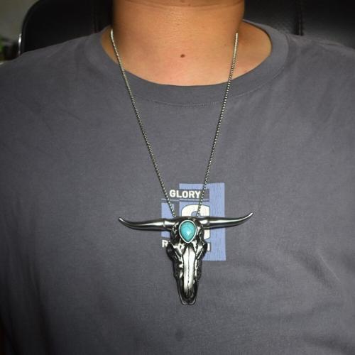 Mini Bull Dagger with Turquoise Damascus Steel