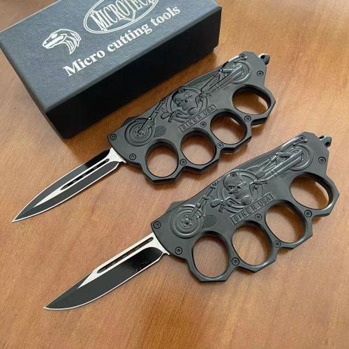 Introducing the 2024 Harley Motorcycle Spring-Assisted Knuckle Knife (Black Edition).