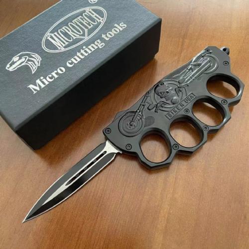 Introducing the 2024 Harley Motorcycle Spring-Assisted Knuckle Knife (Black Edition).