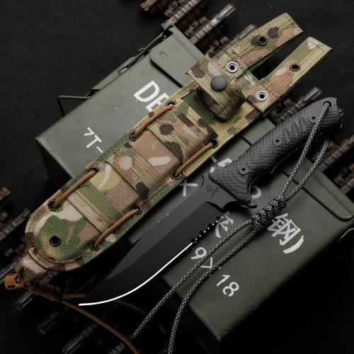 Pacific Green Beret 6.5-Inch Serrated Military Knife - Premium Edition