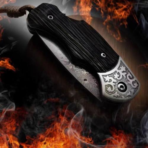 Leader Damascus Folding Knife