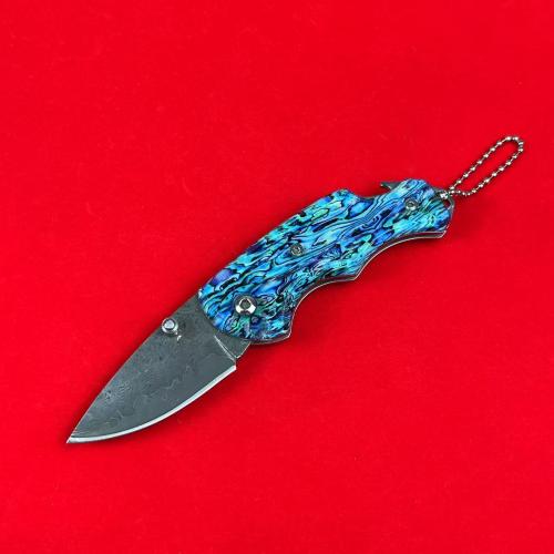 Damascus Acrylic Handle Non-Locking Pocket Knife