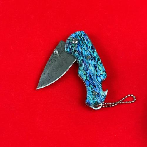 Damascus Acrylic Handle Non-Locking Pocket Knife