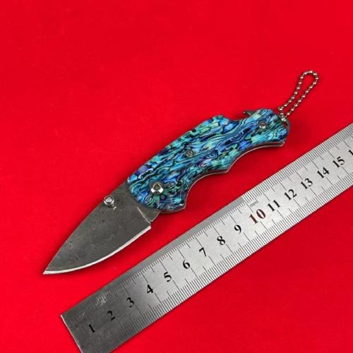 Damascus Acrylic Handle Non-Locking Pocket Knife
