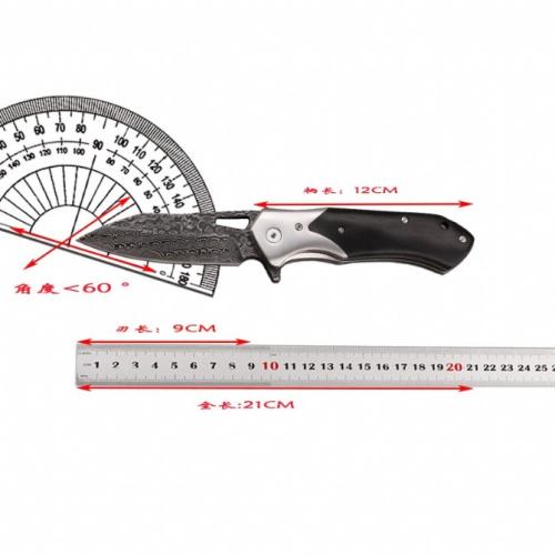 Ebony Damascus Folding Knife