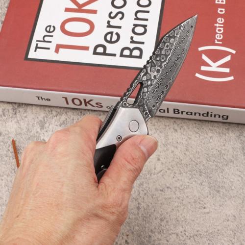 Ebony Damascus Folding Knife