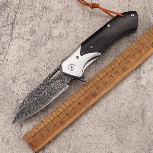 Ebony Damascus Folding Knife