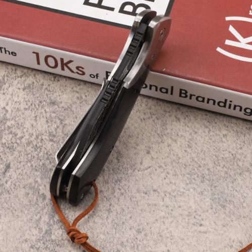 Ebony Damascus Folding Knife