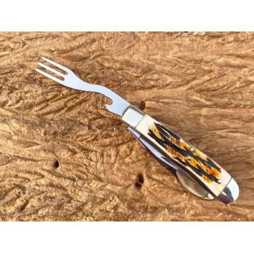Dual Steel Head Antler Multi-Tool Folding Knife