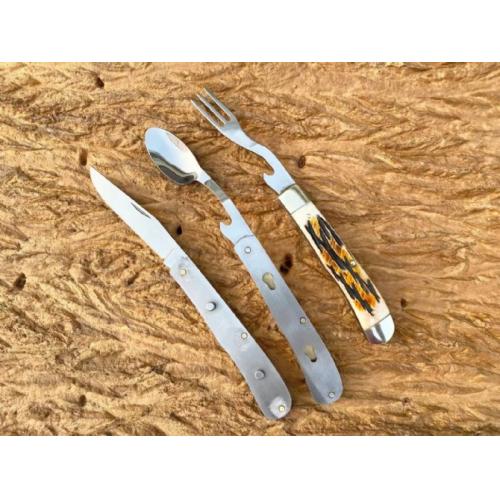 Dual Steel Head Antler Multi-Tool Folding Knife