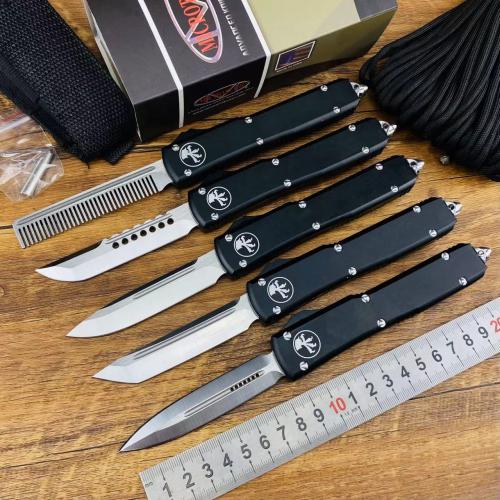 Microtech UT85 Spring-Assisted Knife with Black Handle
