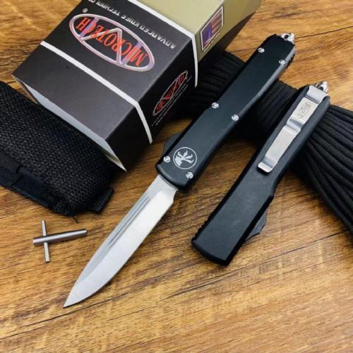 Microtech UT85 Spring-Assisted Knife with Black Handle
