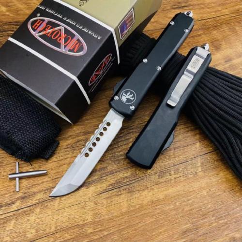 Microtech UT85 Spring-Assisted Knife with Black Handle